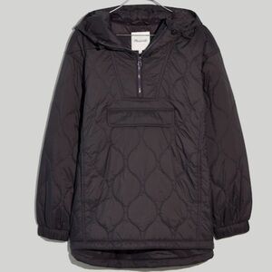 Madewell Quilted Packable Popover Puffer Jacket. Size M. Color: coal.